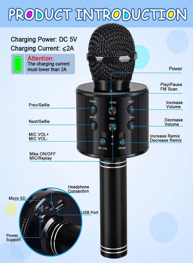 Dodosky Kids Toys Age 3-12, Karaoke Microphone for Kids Birthday Presents Gifts for 5 6 7 8 9 10 11 12 Year Old Girls Boys Toys for 4-11 Year Old Girl Boy Teen - Black - Image 3